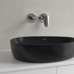 VILLEROY &amp; BOCH Antao asymetrické umývadlo na dosku bez otvoru, bez prepadu, 510 x 400 mm, Pure Black, s povrchom CeramicPlus, 4A7351R7