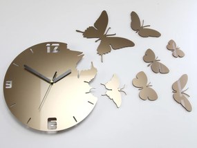 3D nalepovacie hodiny Butterfly metallic tortora