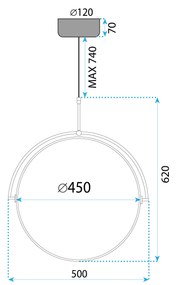 Toolight Toolight, LED stropné svietidlo 50cm APP1427-C, čierna, OSW-06642
