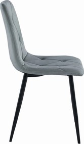 AKCIA Sivá zamatová jedálenská stolička LIBRA s čiernymi nohami II. akosť