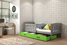 Interbeds Jednolôžková posteľ Kubus2 grafit 160x80 s matracom a šuplíkom - zelená