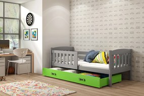 Interbeds Jednolôžková posteľ Kubus2 grafit 190x90 s matracom a šuplíkom - zelená