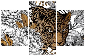 Obraz - Leopard medzi kvetmi (90x60 cm)
