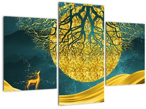 Obraz - Abstrakcia, Zlatá krajina (90x60 cm)