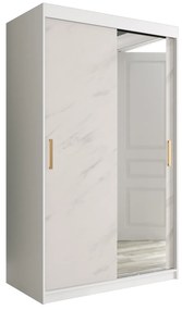 Šatníková skriňa 120 cm Marbelo T2 (matná biela + biely mramor). Akcia -45%. Vlastná spoľahlivá doprava až k Vám domov. 1064588