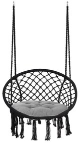 Bluegarden Bluegarden, závesné kreslo v štýle Boho s vankúšom čierne 490129A, OGR-03542