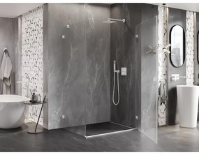 Mexen Lunar-B, pravostranný výklopný sprchový kút 75 x 70 cm, 8mm číre sklo, biely profil, 832-075-070-20-00-P