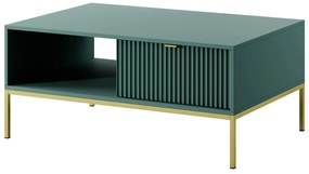 Konferenční stolek Nova 104 cm zelený/zlaté úchytky a zlatý rám
