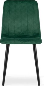 Tmavozelená zamatová stolička LAVA BOTTLE GREEN s čiernymi nohami