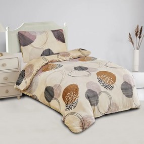 Svetlohnedé obliečky na jednolôžko z mikroplyšu 140x200 cm Circles – My House