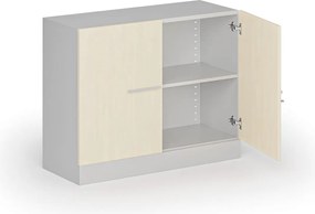 Kovová spisová skriňa s drevenými dverami, demontovaná, 800 x 1000 x 400 mm, breza