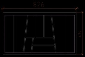 HETTICH 9302721 ORGATRAY 740 900 / 500 strieborná