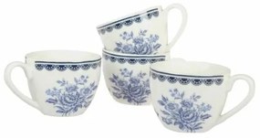 4-dielna sada porcelánových šálok Blue Rose, 90 ml