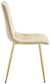 Set štyroch jedálenských stoličiek LIBRA zamatové, svetlobéžové / zlaté nohy (4 ks)