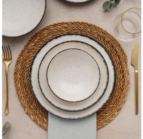 24-dielna jedálenská súprava, biela/čierna, porcelán