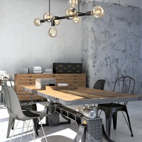 Luster na tyči ASTRID 8xE27/60W/230V čierna