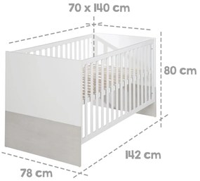 Bielo-svetlosivá postieľka 70x140 cm Julia – Roba