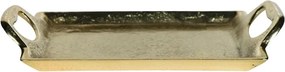 Zlatý kovový servírovací podnos s uchami Tray Raw S - 25*13*5cm