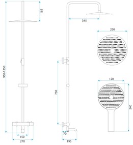 Rea Lungo Diamond, sprchová/vaňová sada s termostatickou batériou, hlavovou a ručnou sprchovou hlavicou, chrómová, REA-P5961