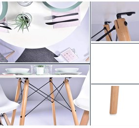 Kondela Jedálenský stôl, biela matná/buk, priemer 120 cm, DEMIN