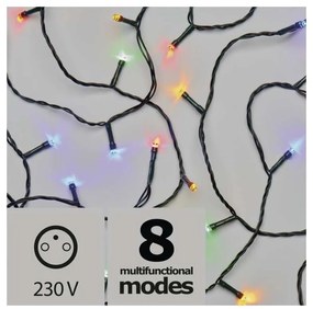 EMOS LED vonkajšia vianočná multifunkčná reťaz CLASSIC 2V1, 96xLED, 10m, RGB, 8 funkcií