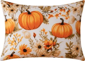 Obliečka na vankúš z mikrovlákna FLOWERS AND PUMPKINS 50x70 cm, oranžová