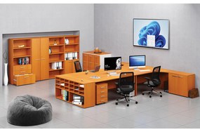 Kombinovaná kancelárska skriňa PRIMO WOOD, dvere na 4 poschodia, 2128 x 800 x 420 mm, čerešňa