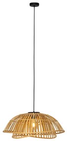 Orientálne závesné svietidlo čierne s prírodným bambusom 62 cm - Pua