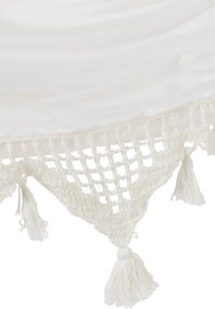 Biela režná bavlnená hamaka s háčkovaným okrajom a strapcami Tassé - 220*130*6 cm