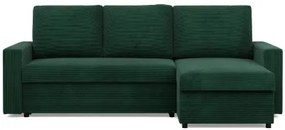 Rohová rozkladacia sedačka NEO Poso fľaškovo zelená