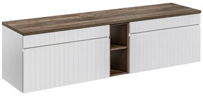 Závěsná skříňka pod umyvadlo Iconic s deskou 180 cm bílá/dub santa fe vintage
