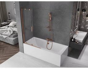Mexen Velar, 2-krídlová posuvná vaňová zástena 90 x 150 cm, 8mm číre sklo, ružové zlato, 896-090-000-01-60
