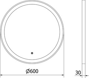 Mexen Esso podsvietené kúpeľňové zrkadlo, okrúhle 60 cm, LED 6000K, proti zahmlievaniu, čierny rám - 9825-060-060-611-70