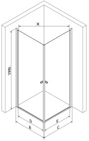 Mexen Pretoria Duo, sprchovací kút s 2-krídlovými dverami 90 (dvere) x 80 (dvere) cm, 6mm číre sklo, zlatý profil + slim sprchová vanička 5cm biela so zlatým sifónom, 852-090-080-50-02-4010G