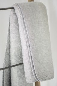 Biela bavlnená prikrývka so sivými pruhmi 130x180 cm