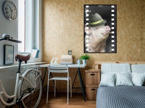 Artgeist Plagát - Pig with Mustache [Poster] Veľkosť: 20x30, Verzia: Zlatý rám