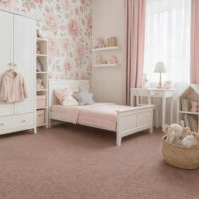 ITC, Metrážny koberec Feliz 068, na mieru, šíře 4m, ružová, filc, detská izba