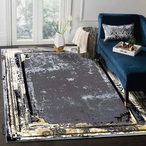 Moderný koberec DE LUXE 628 ornament vintage - Štrukturálny sivá / zlato Veľkosť: 120x170 cm
