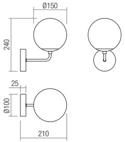 Redo 01-3148 - Nástenné svietidlo BOWLING 1xE27/42W/230V čierna