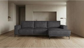 Antracitová rohová pohovka z imitácie kože (pravý roh) Copenhagen – Scandic