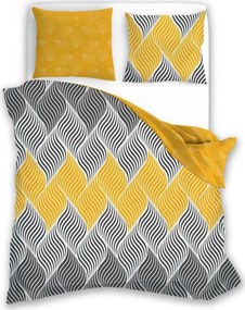Bavlnené obliečky ELEGANT Ornaments - šedé / žlté - 220x200 cm