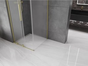 Mexen Velar L, sprchový kút s posuvnými dverami 100 x 100 cm, 8mm sklo námraza, zlatá matná, 871-100-100-33-55