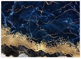Sklenený obraz - Tmavo-modrý mramor (70x50 cm)