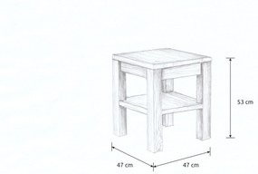 Wooded Odkladací stolík Chicago z masívu DUB 47x47x53cm