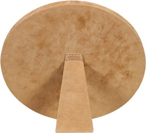 Zrkadlo Mina s opierkou a lemovaním z hovädzej kože hnedo bílé- 25 * 25cm
