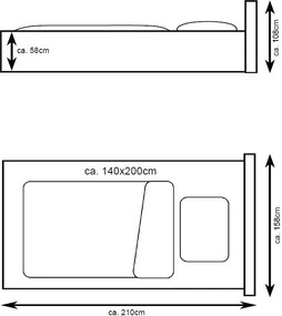 Postel Kalla 140x200 cm, tmavo šedá látka