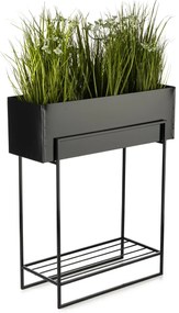 KOVOVÝ KVETINÁČ SO STOJANOM RECT 72X23X60 CM ČIERNA