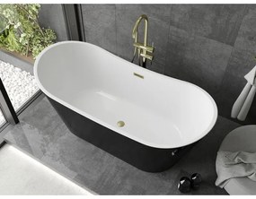 Mexen Montana, voľne stojaca vaňa 180 x 80 cm, biela-čierna, zlatý matný prepad, 52011808075-55