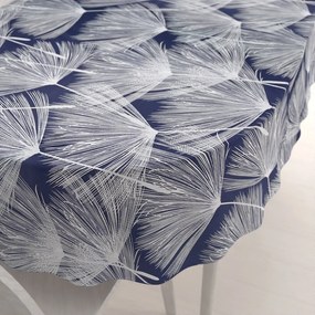 Biante Bavlnený oválny obrus Sandra SA-414 Biele abstraktné páperie na modrom 60x100 cm