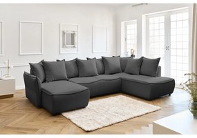 Tmavosivá rozkladacia rohová pohovka (pravý roh) Leon – Bobochic Paris